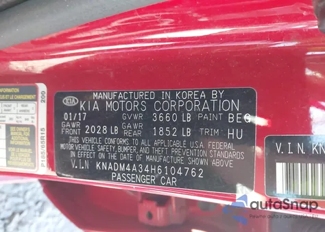 2017 Kia Rio Lx from USA, damaged, VIN KNADM4A34H6104762